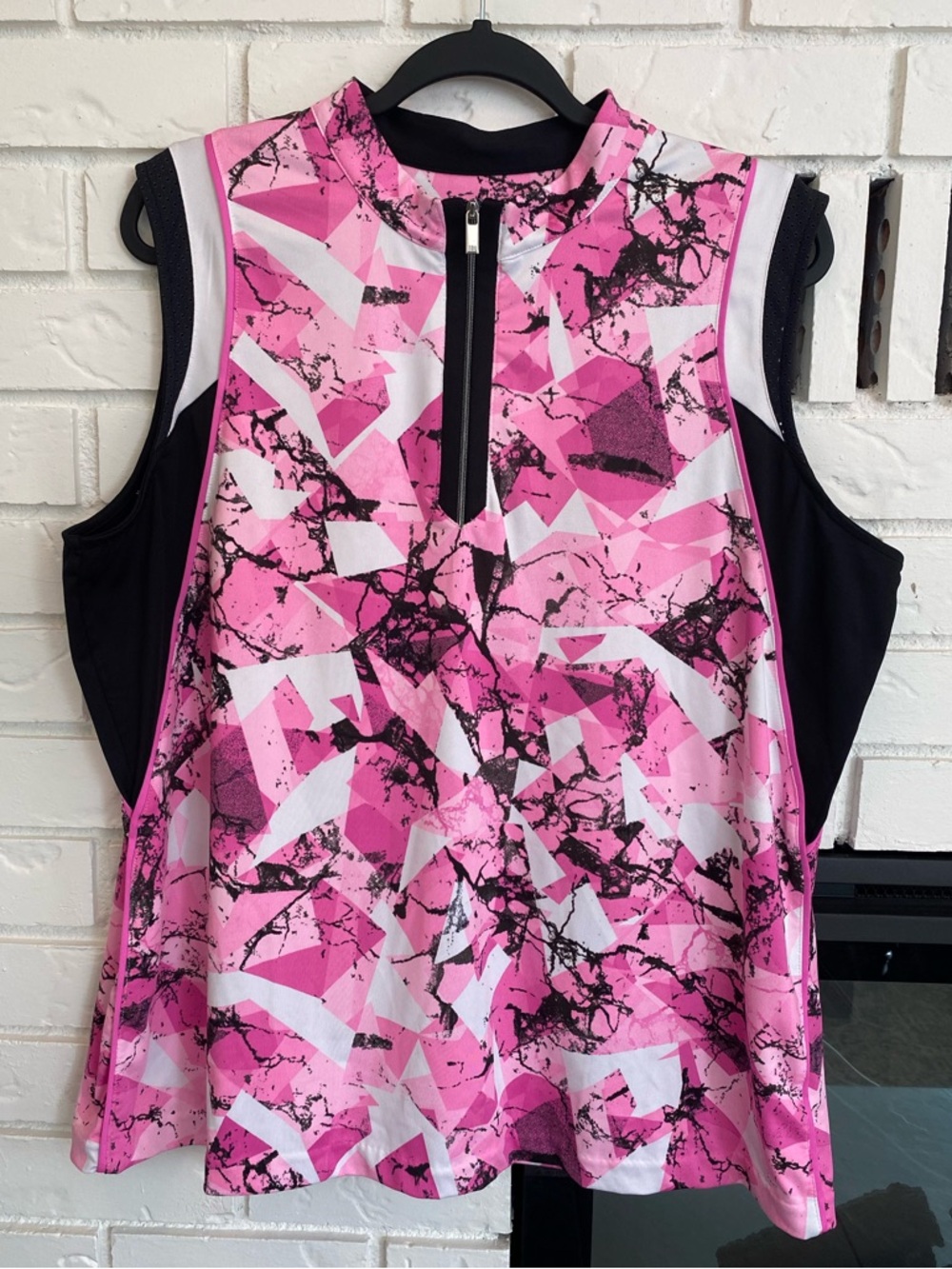 TAIL XXL Pink Black Geo-Print Sleeveless Golf Tank